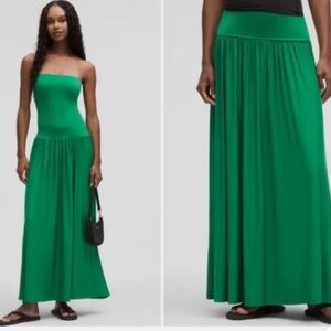 ❤️ Lululemon 2-in-1 Maxi Dress in Green Size S NWOT
